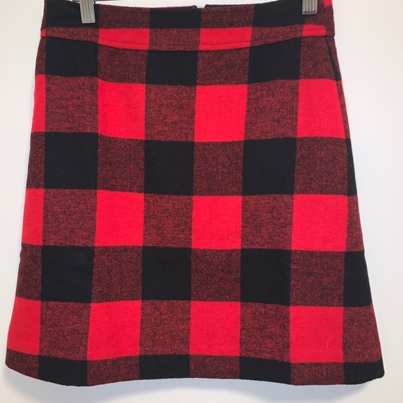 J.Crew Factory Wool-blend Red Buffalo check skirt - Picture 7 of 9